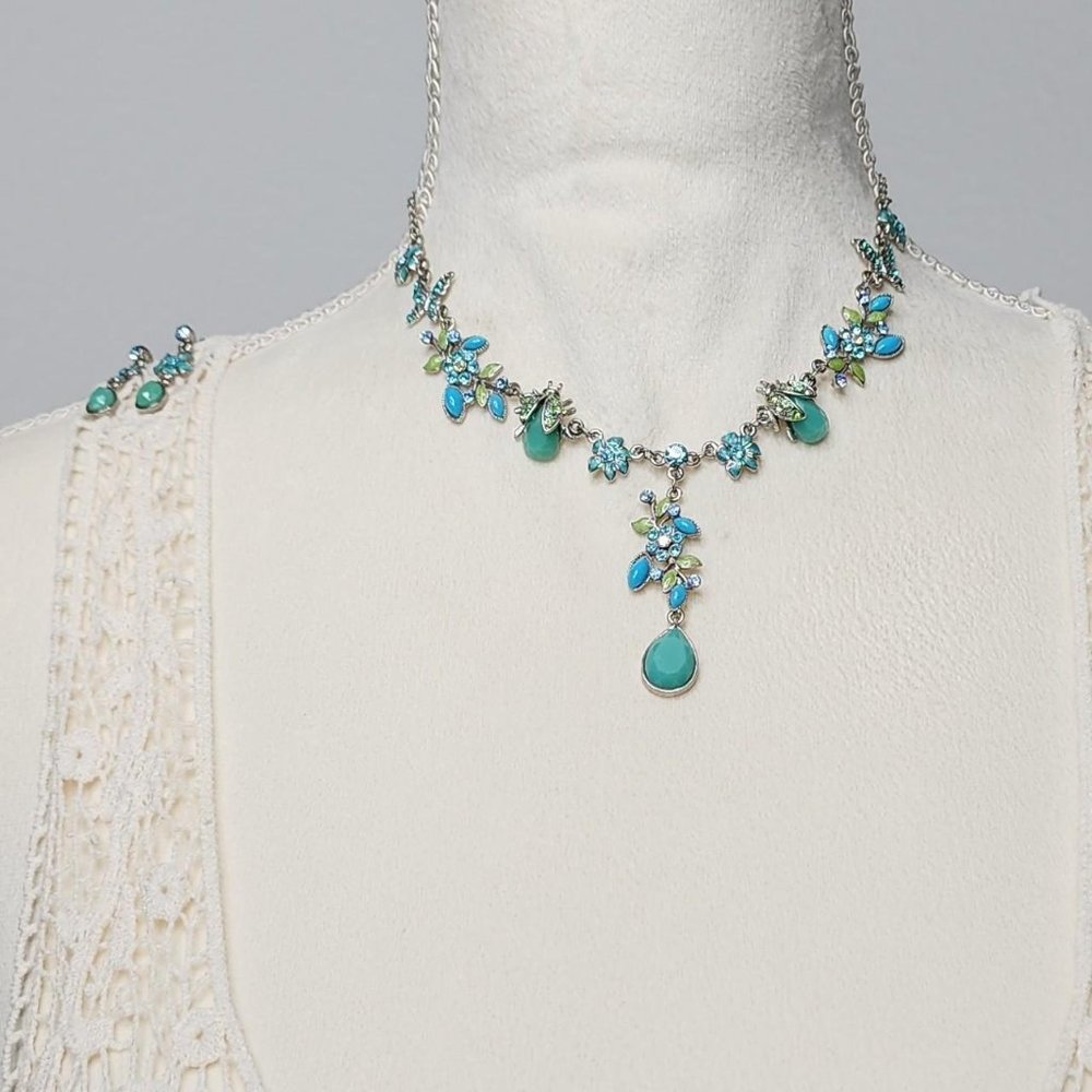 Pair Necklace & Earnings - beetles and butterflys!